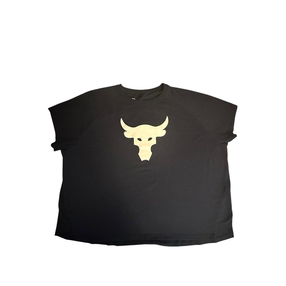Under Armor‎ Project Rock Womens T Shirt XL Black Loose Fit Logo Iron Paradise